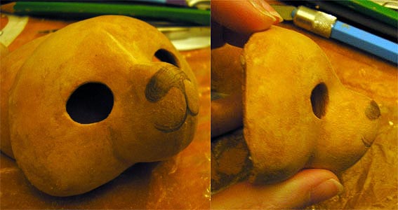 figurine panda en cours de fabrication