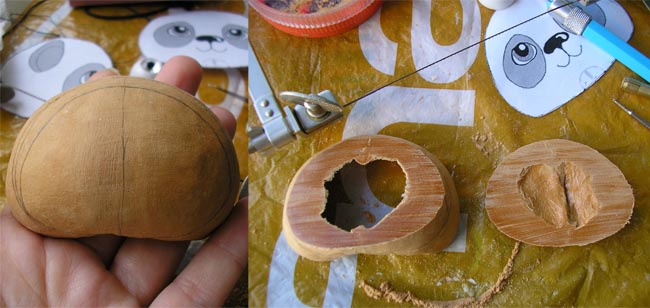 figurine panda en cours de fabrication