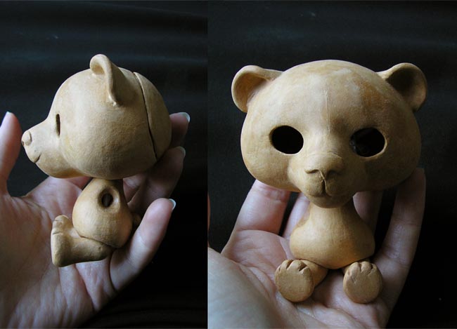 figurine panda en cours de fabrication